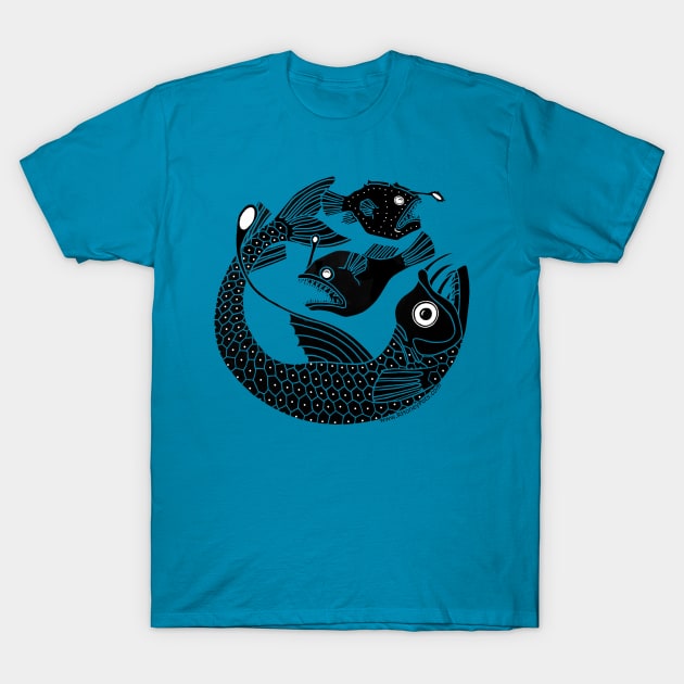 Anglerfish Trio (subtle) T-Shirt by R Honey Pots